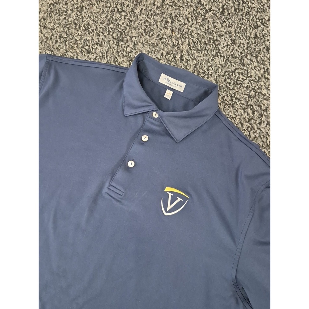 Peter Millar‎ Summer Comfort Polo Shirt Mens Large Blue Golf Performance Stretch